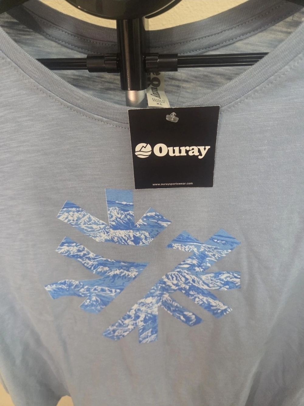 Ouray Womens Graphic Short Sleeve Tee with Blue Mountain Print